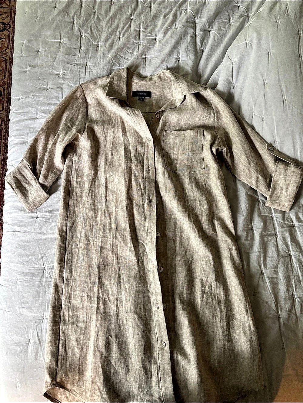 Karen Kane Long Sleeve Linen Shirtdress Linen Shirt Dress in Beige Size XS